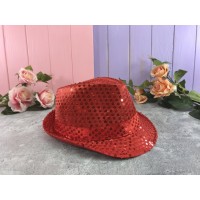 Шляпа пайетка красная