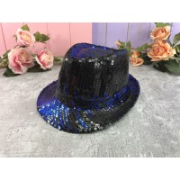 Шляпа пайетка синя-чёрная