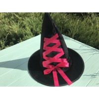 Шляпа ведьмочка детская с розовой лентой