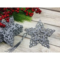 Снежинка пластик в серебряной присыпкой