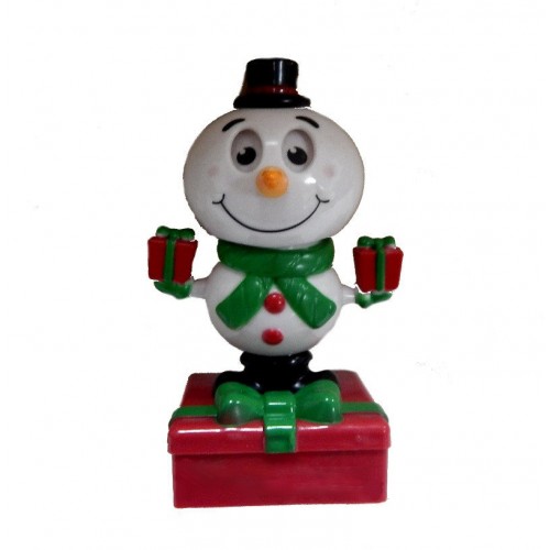 Сувенир Танцующий Снеговик с подарками на солнечной батарее
