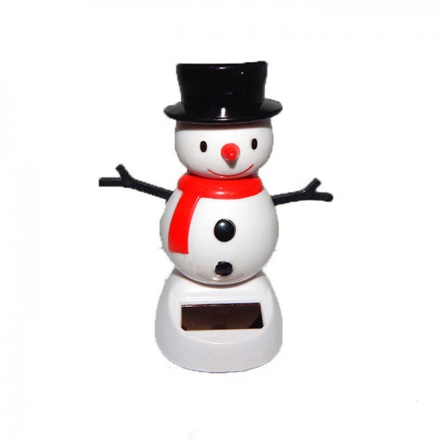 Сувенир Танцующий Снеговик в шляпе на солнечной батарее