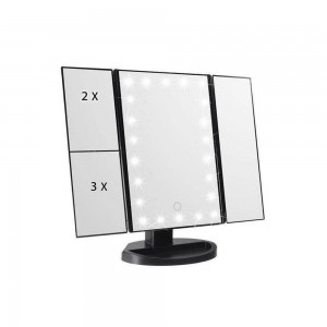 Зеркало для макияжа с подсветкой прямоугольное тройное Large LED Mirror черное Зеркало для макияжа с подсветкой прямоугольное тройное Large LED Mirror черное