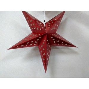 Бумажная красная звезда для декора 60 см