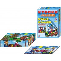 Настільна гра Кубики+пазли Мультфільми