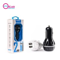 Автомобильный адаптер в прикуриватель Sertec ST-225  USB Lightning Black/White