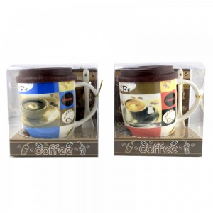 Чашка с силиконовой крышкой и ложкой Cup of Coffee (BHA-422) Чашка с силиконовой крышкой и ложкой Cup of Coffee (BHA-422)