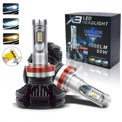 Светодиодные лампы для фар автомобиля X3 H11