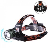 Фонарь налобный 2189-2XPE (white+blue), 2x18650, ЗУ micro USB, zoom, Box