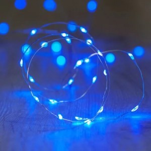 Гирлянда Капля росы на медной проволоке на батарейках и USB Led 30, 3 м, голубой