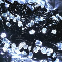 Гирлянда Нить LED 200 холодный белый, черный провод, кристалл
