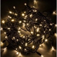Гирлянда Нить 100 LED, теплый белый, черный провод, 9 м