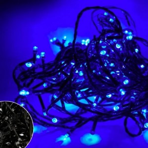Гирлянда Нить LED 100 синий, чёрный провод RD-9028