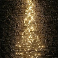 Гирлянда Нить Роса/Конский хвост на медной проволоке Led 100, теплый белый, 10 х 1.5M