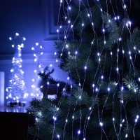 Гирлянда Нить Роса/Конский хвост на медной проволоке Led 300, холодный белый, 10 х 3M