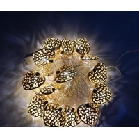 Гирлянда Сердце Золото LED 20, прозрачный провод