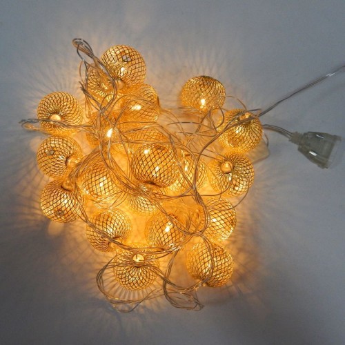 Гирлянда Шар большой сетка Золото LED 20