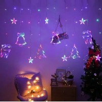 Гирлянда Штора с фигурками RGB, 0,5мх3мх20шт (олени, колокольчик и елка)