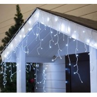 Гирлянда Уличная Бахрома LED 350 холодный белый, белый провод, Flash