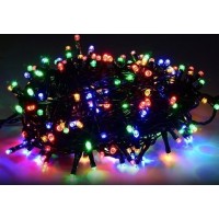 Гирлянда Уличная Нить LED 100 RGB, черный провод, Flash