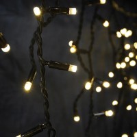 Гирлянда Уличная Нить LED 100 теплый белый, черный провод, Flash