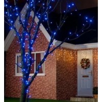 Гирлянда Уличная Нить LED 120, синий, черный провод, Flash