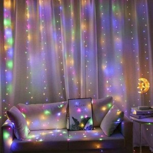 Гирлянда Штора на медной проволоке LED 300, 3M на 3M, RGB, соединитель