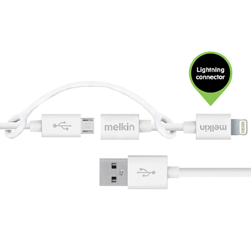 Кабель micro usb +apple Melkin M8J080 + Lighting adapter 0,9 м Белый
