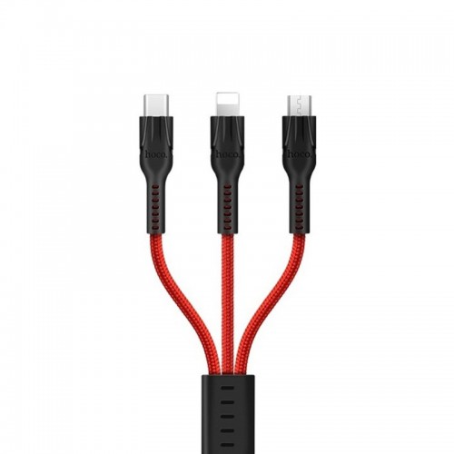 Кабель USB Hoco U31 Benay 3 in 1 Charging Red