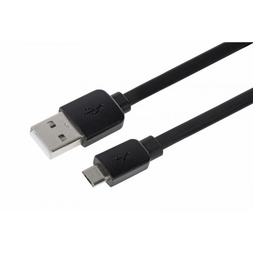 Кабель 2E USB 2.0 to Micro USB Flat Cable Single Molding Type, Black, 1m