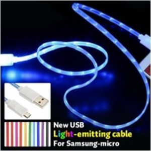 Кабель micro USB для зарядки с LED индикатором скорости заряда (цвета в ассортименте)