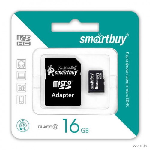 Карта памяти 16GB Smartbuy micro SDHC class 4 с адаптером SD