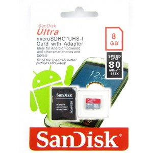 Карта памяти micro SDHC SanDisk Ultra 8GB class 10 (с адаптером) Карта памяти micro SDHC SanDisk Ultra 8GB class 10 (с адаптером)