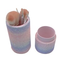 Набір пензлів для макіяжа в тубусі  (персиковий ворс)