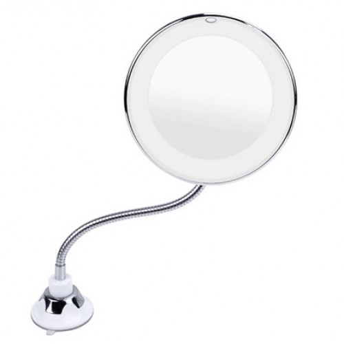 Зеркало с LED подсветкой круглое Flexible (присоска, гибкий держатель, 10Х, 360, 7")