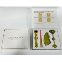 Эффективный набор для массажа лица (роллер, скребок гуаша, мезороллер, кисть для нанесения масок)