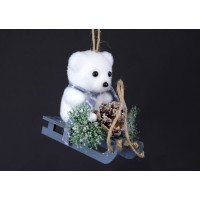 Елочная игрушка Мишка на санках N11-5 Елочная игрушка Мишка на санках N11-5