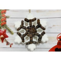 Елочная игрушка Снежинка с шишками большая N11-31