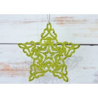 Елочная игрушка Снежинка золотая с глиттером, 10 (цена за упаковку 12 шт) N11-5