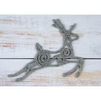 Елочная игрушка Олень серебряный с глиттером, 14,5 на 10см (цена за упаковку 12 шт) Н1-3