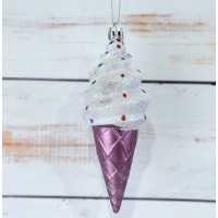 Елочная игрушка Мороженое розово-пудровое, 12 см (цена за упаковку 4 шт) N9-12