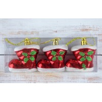 Набор елочных игрушек Новогодний сапог, 6-6-3.5 (цена за упаковку 3 шт) N11-217