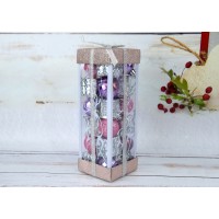 Набор елочных игрушек Purple, pink and silver mix, 3 см (цена за упаковку 24 шт) N11-207