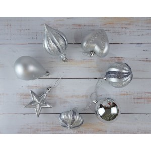 Набор елочных игрушек Silver mix, 14 шт (цена за упаковку) N9-10 Набор елочных игрушек Silver mix, 14 шт (цена за упаковку) N9-10
