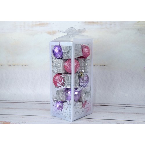 Набор елочных игрушек Violet-pink miks, 3 см (цена за упаковку 20 шт) N11-199