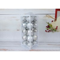 Набор елочных шаров Микс серебро, 4 см ( цена за упаковку 20  шт) N11-163