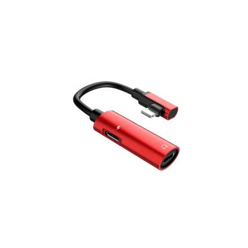 Переходник Hoco LS18 Dual Lightning audio converter Red