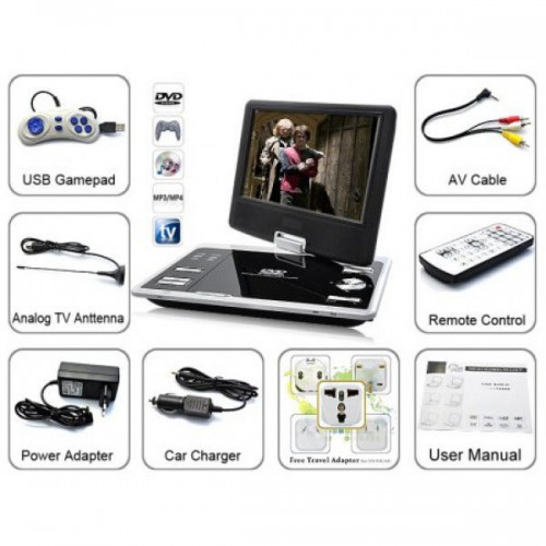 Портативный DVD плеер 981 TV/USB/SD