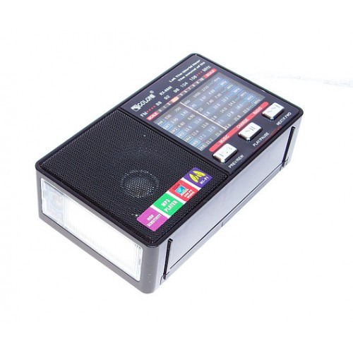 Радиоприемник портативный аналоговый, LED фонарик GOLON RX-8866