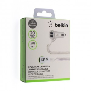 Зарядное устройство автомобильное belkin bc-2108 iphone 5 2usb 2.4a белый